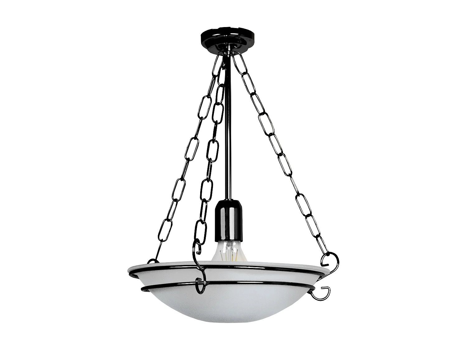 Suspension bol verre métal noir 45 cm.