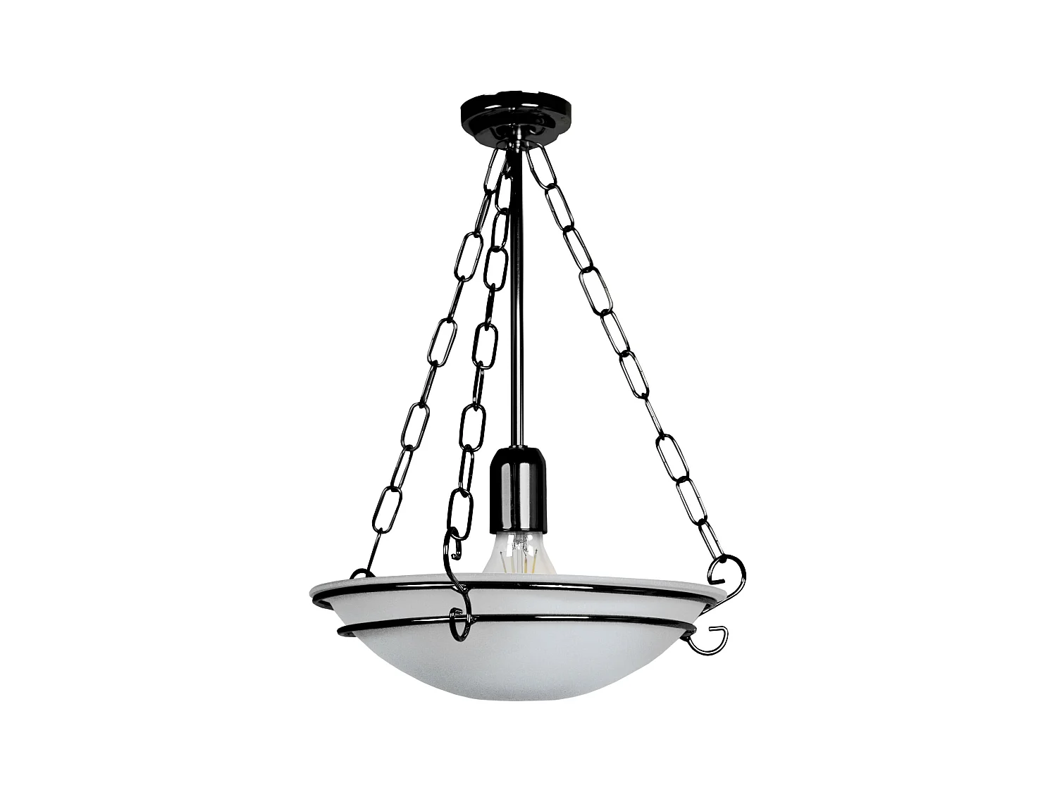 Suspension bol verre métal noir 45 cm.