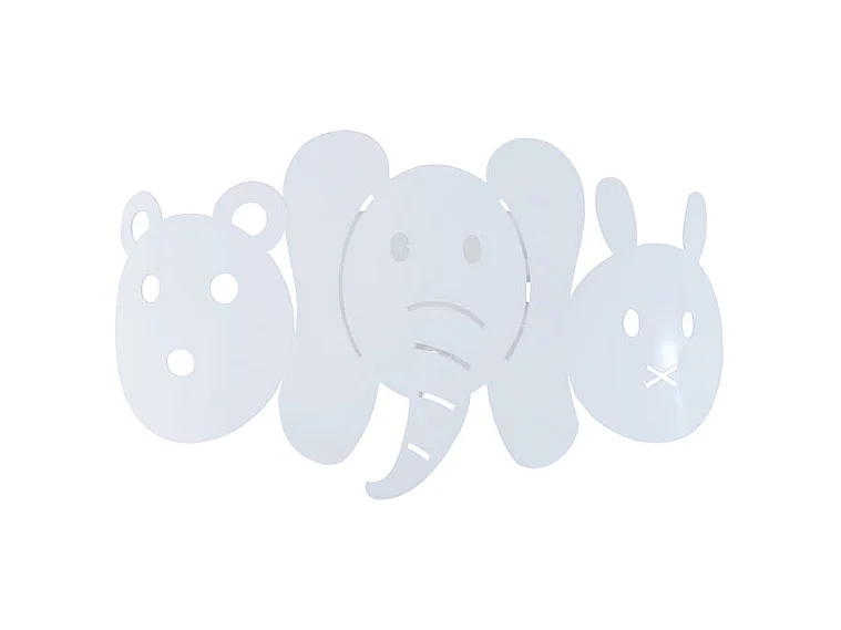 Applique enfant métal elephant blanc 12 cm.