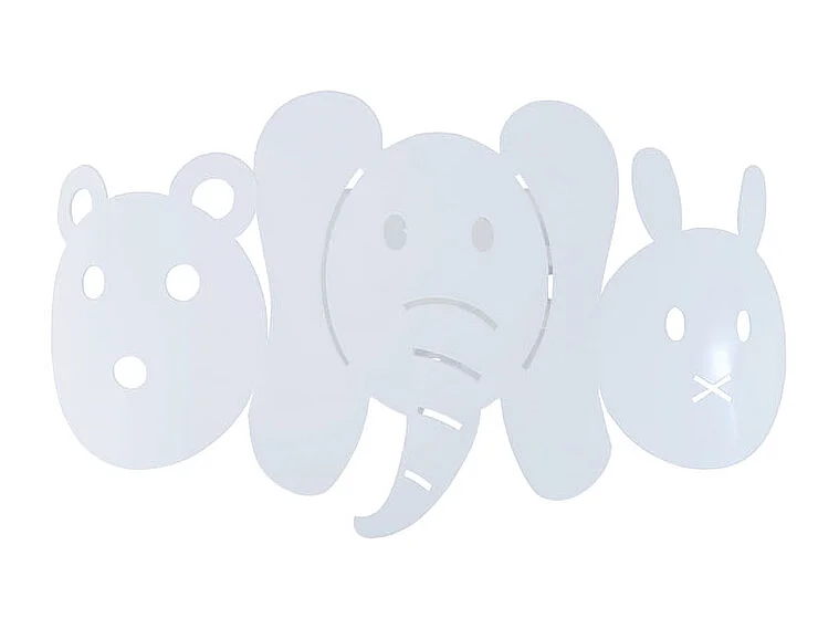 Applique enfant métal elephant blanc 12 cm.