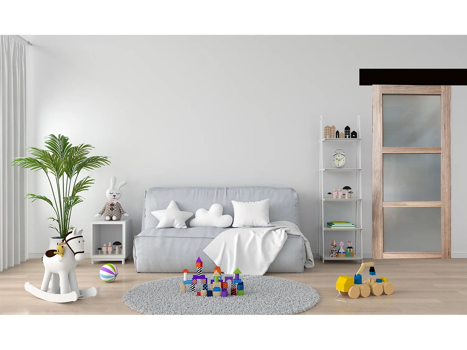 Porte Coulissante Bois Frake Vitree H204 X L73 + Rail Bandeau Noir Et Coquilles Gd Menuiseries