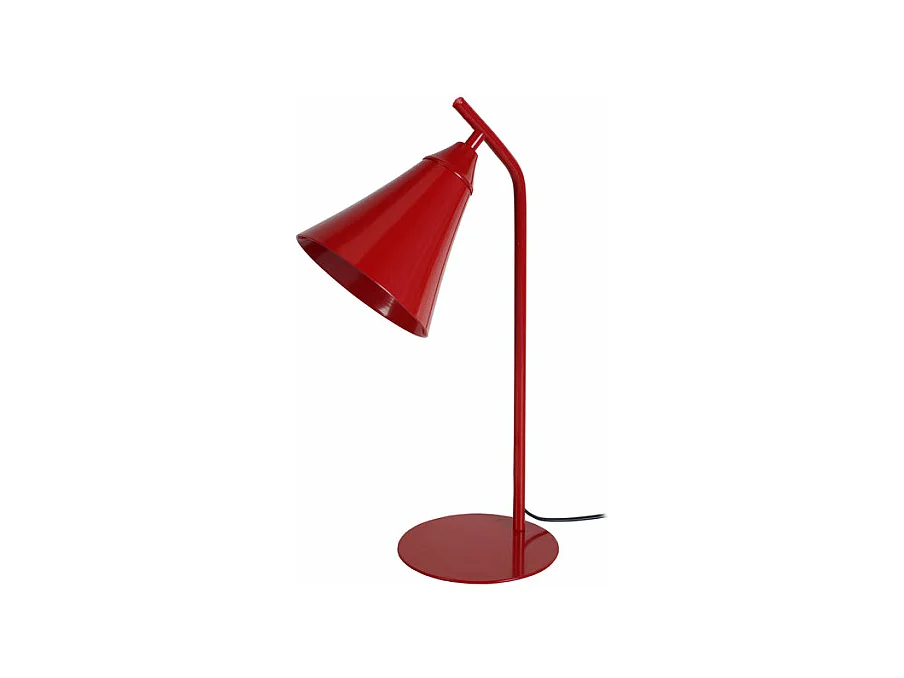 Lampe de bureau conique métal  rouge 46 cm.