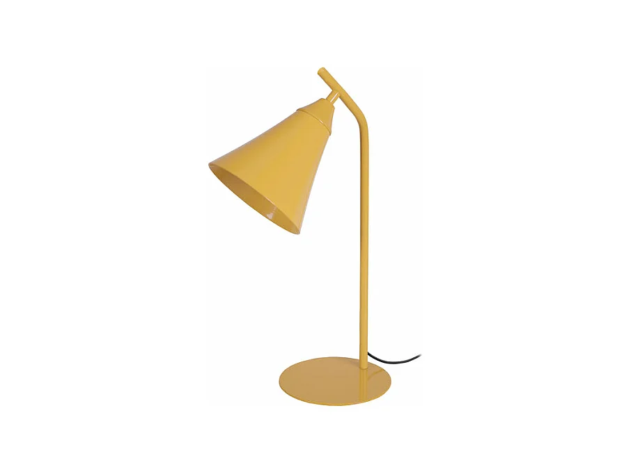 Lampe de bureau conique métal  jaune 46 cm.