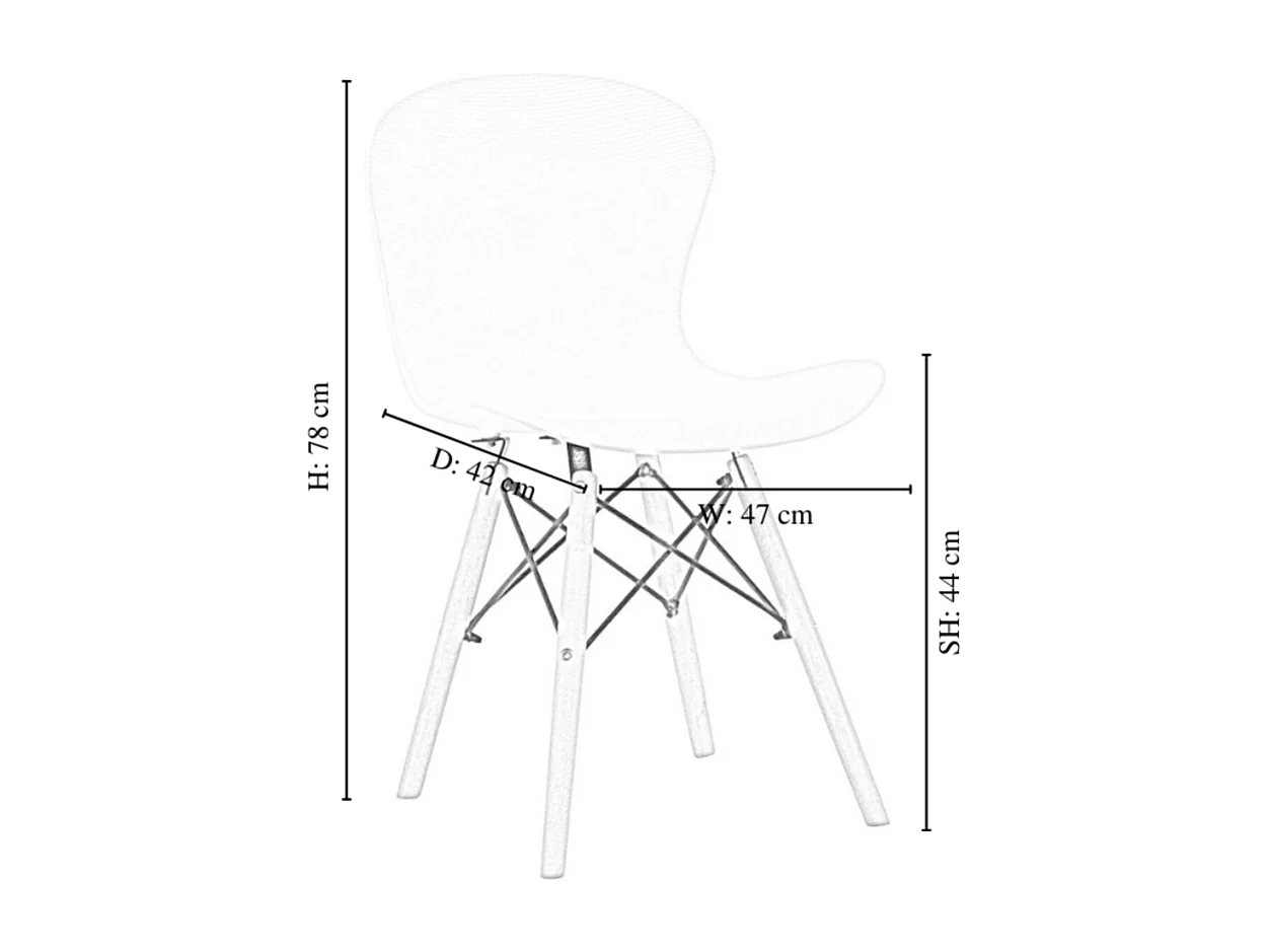 Lot de 4 chaises en plastique Ghost - Pieds en bois - Blanc