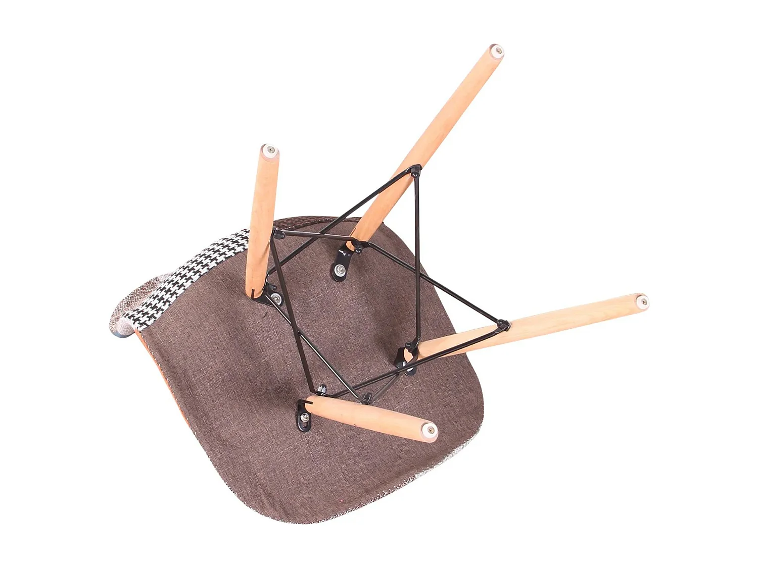 Set mit 8 Moda-Patchwork-Tulpenstühlen – Stoffbezug mit Holzbeinen – Mehrfarbig