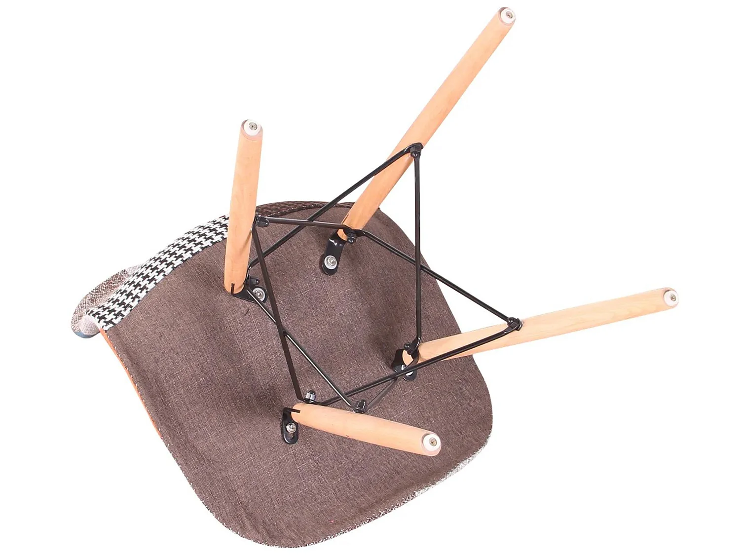 Lot de 4 chaises Moda patchwork Tulip - Tissu recouvert de pieds en bois - Multicolore