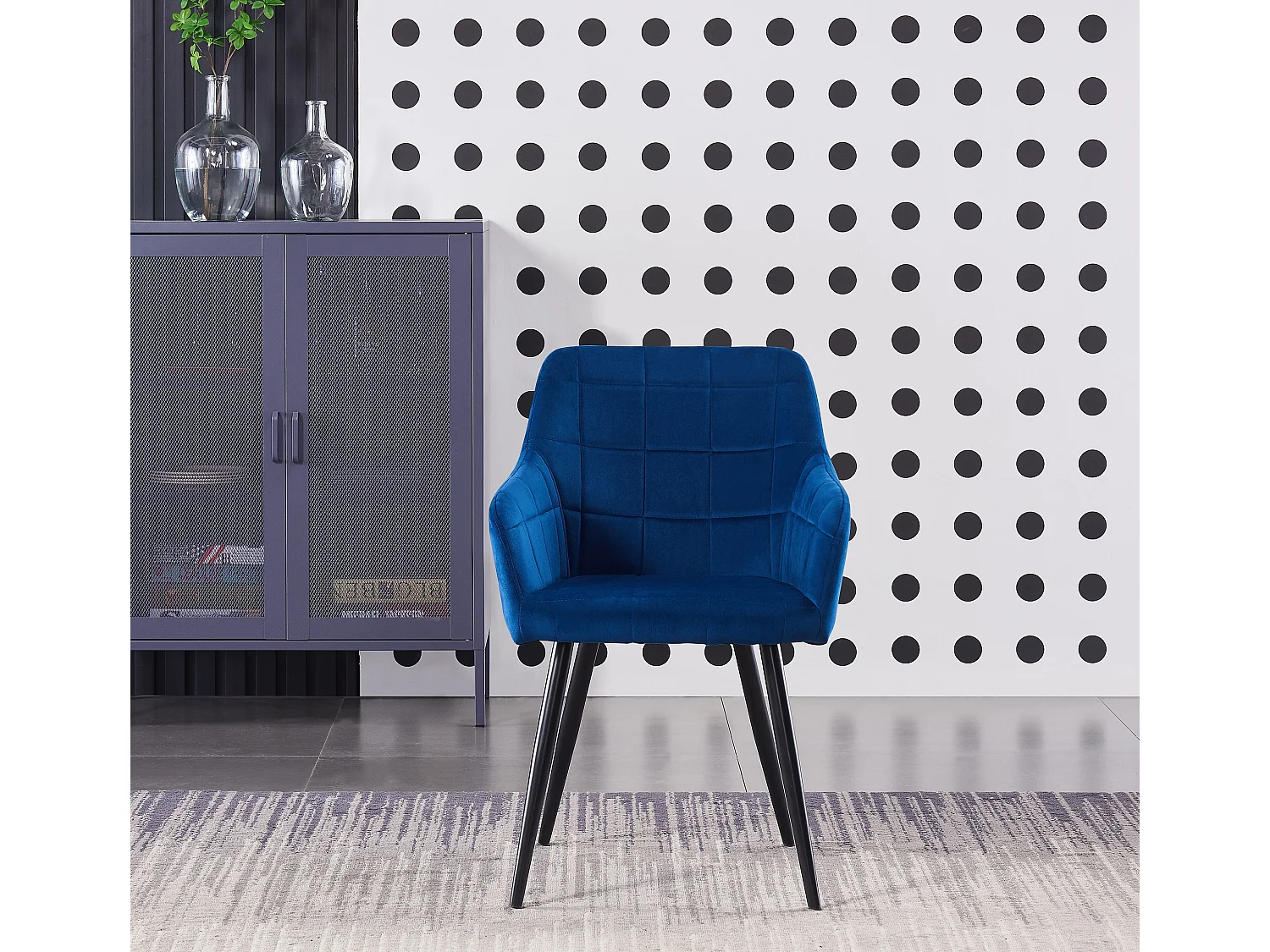 Lot de 6 chaises de salle à manger Camden - Tapissées de velours avec pieds en métal - Bleu