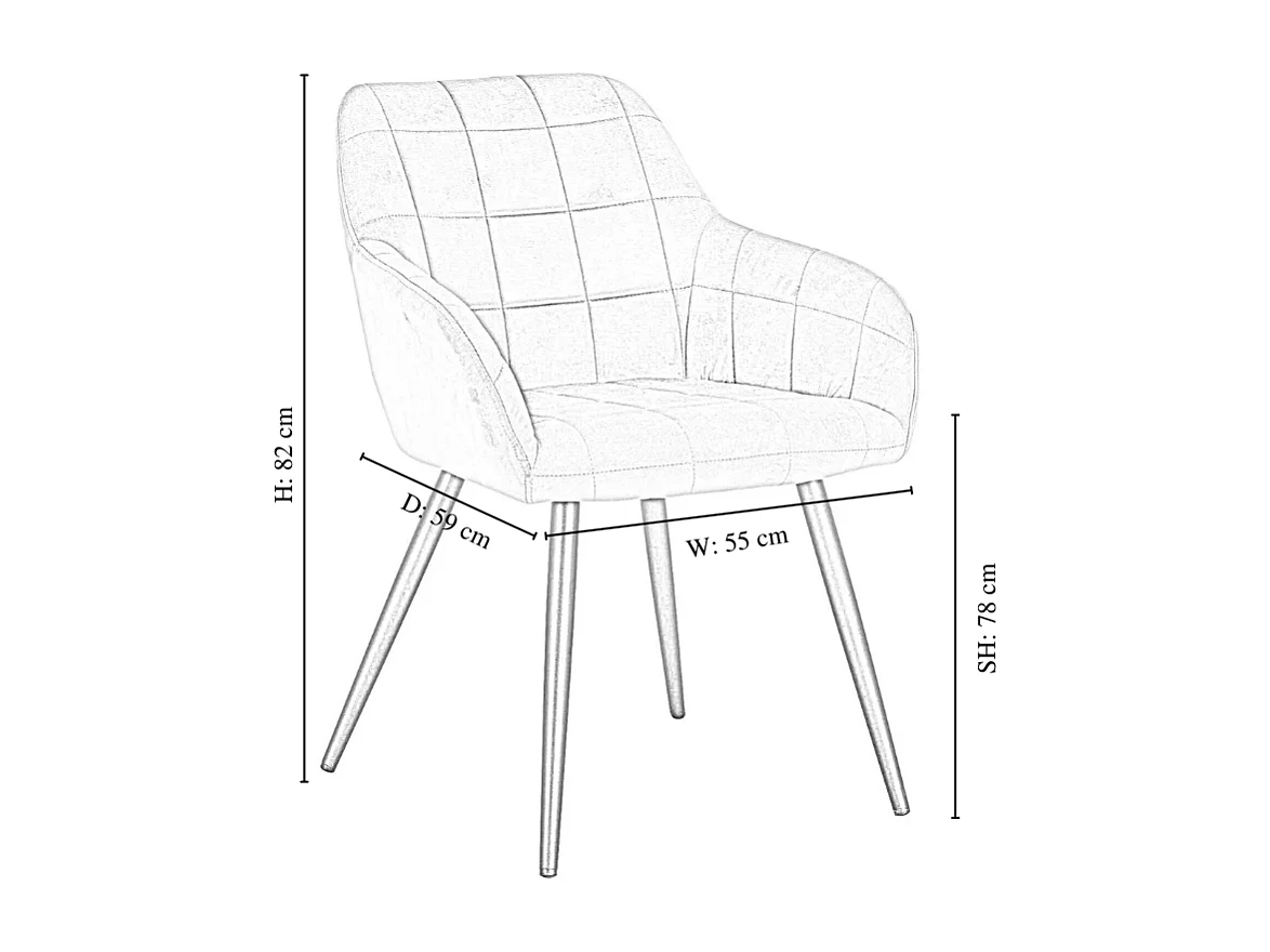 Set aus 8 Camden Esszimmerstühlen – Samt gepolstert mit Metallbeinen – Blau