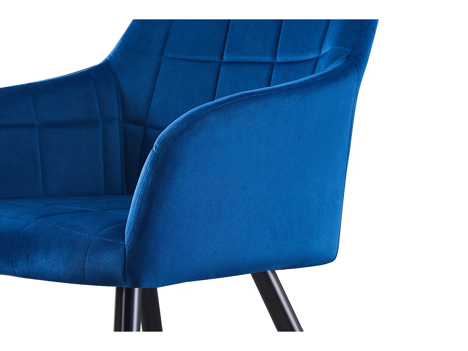 Set aus 4 Camden Esszimmerstühlen – Samt gepolstert mit Metallbeinen – Blau