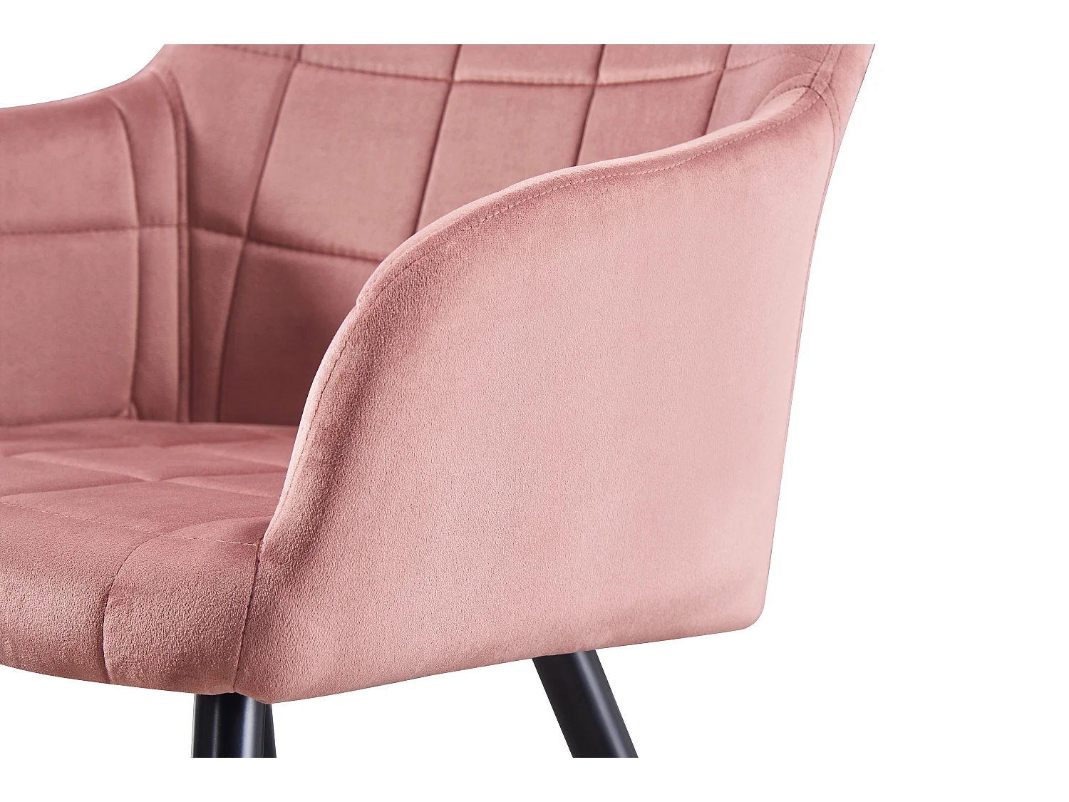 Set aus 4 Camden Esszimmerstühlen – Samt gepolstert mit Metallbeinen – Rosa