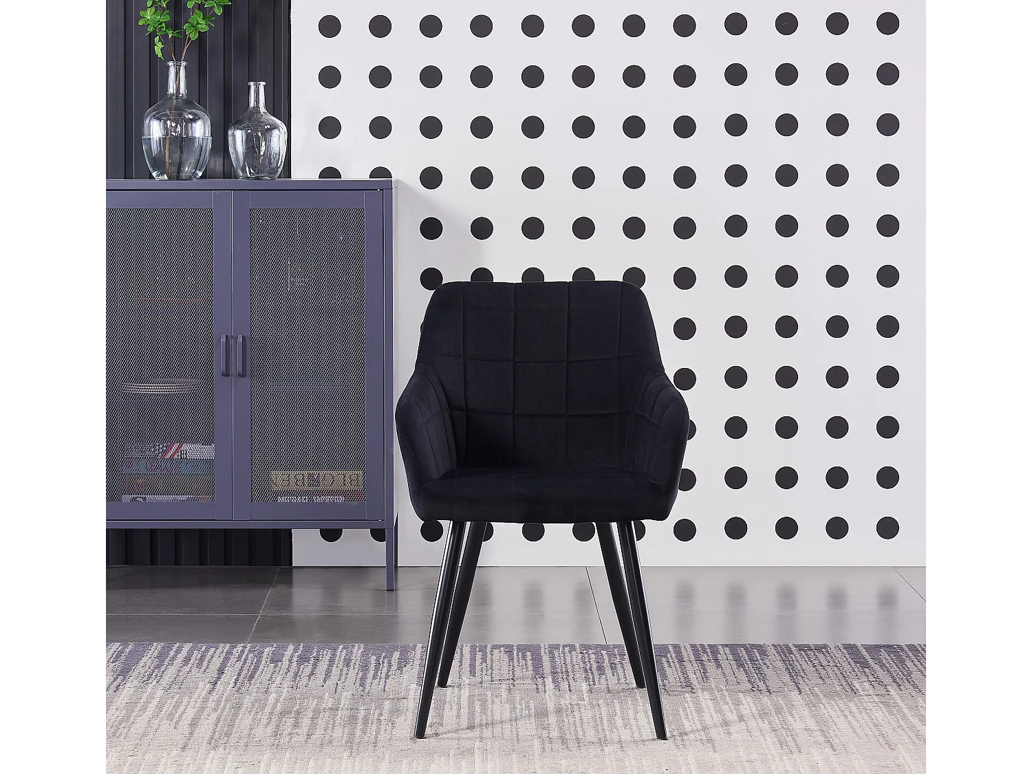 Ensemble de 4 chaises de salle à manger Camden - Tapissées de velours avec pieds en métal - Noir