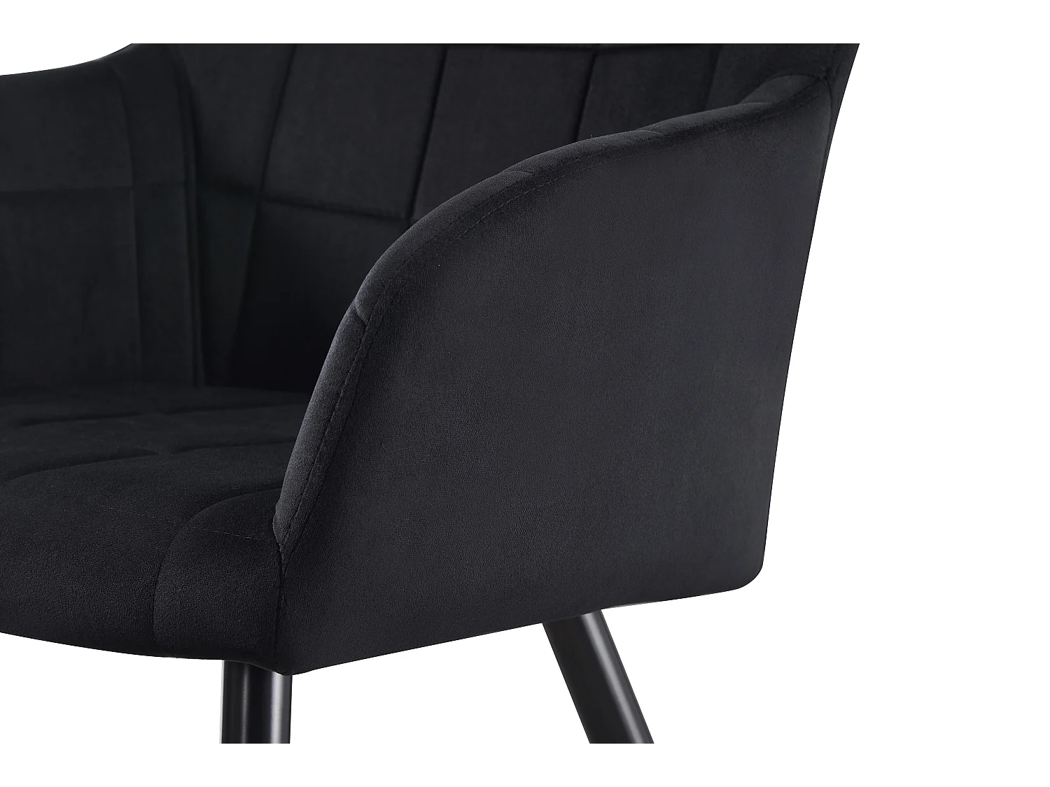 Ensemble de 4 chaises de salle à manger Camden - Tapissées de velours avec pieds en métal - Noir