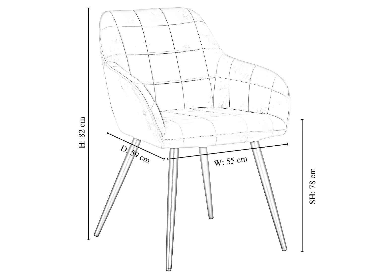 Ensemble de 4 chaises de salle à manger Camden - Tapissées de velours avec pieds en métal - Noir