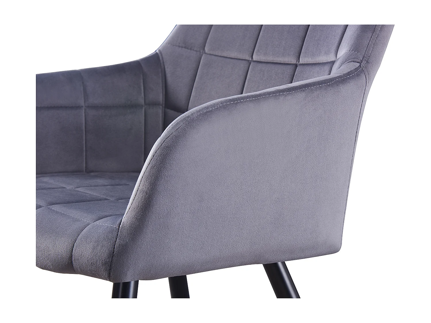 Ensemble de 8 chaises de salle à manger Camden - Tapissées de velours avec pieds en métal - Gris foncé