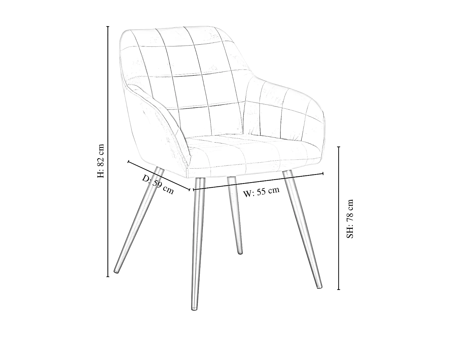 Ensemble de 6 chaises de salle à manger Camden - Tapissées de velours avec pattes en métal - Rose