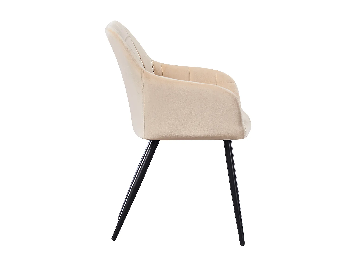 Ensemble de 6 chaises de salle à manger Camden - Tapissées de velours avec pattes en métal - Crème