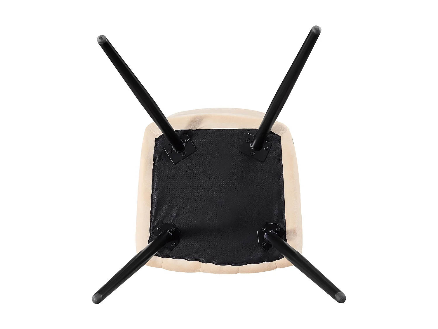Ensemble de 6 chaises de salle à manger Camden - Tapissées de velours avec pattes en métal - Crème