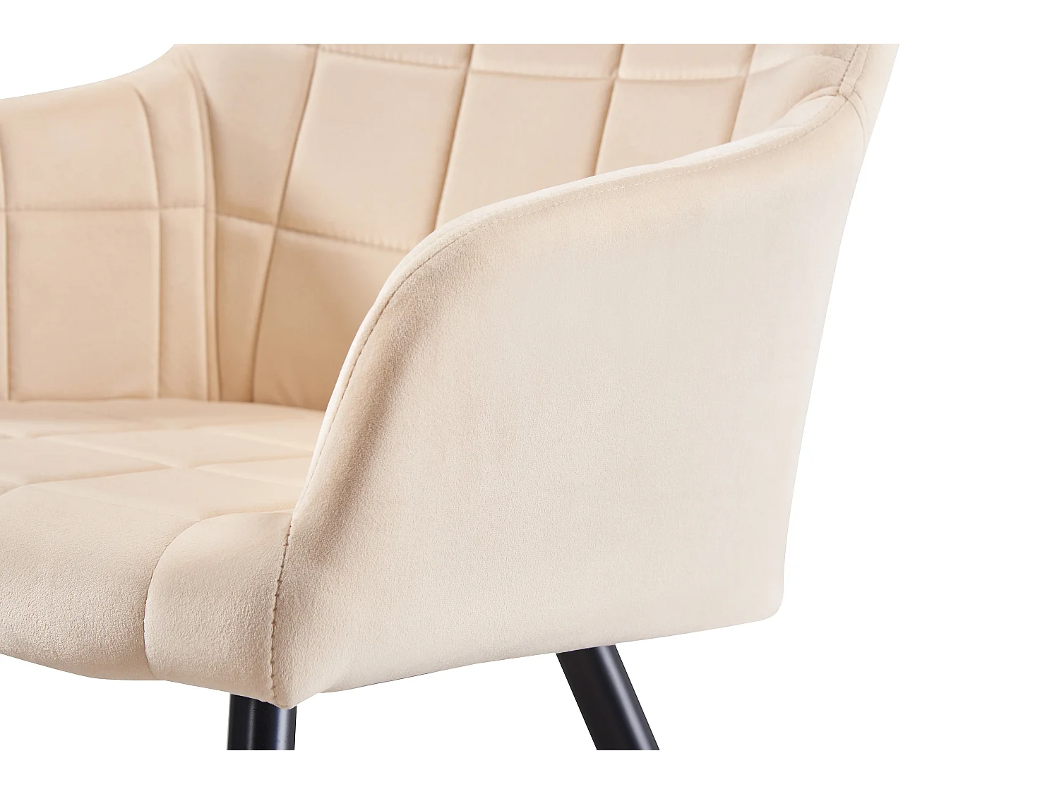 Ensemble de 6 chaises de salle à manger Camden - Tapissées de velours avec pattes en métal - Crème