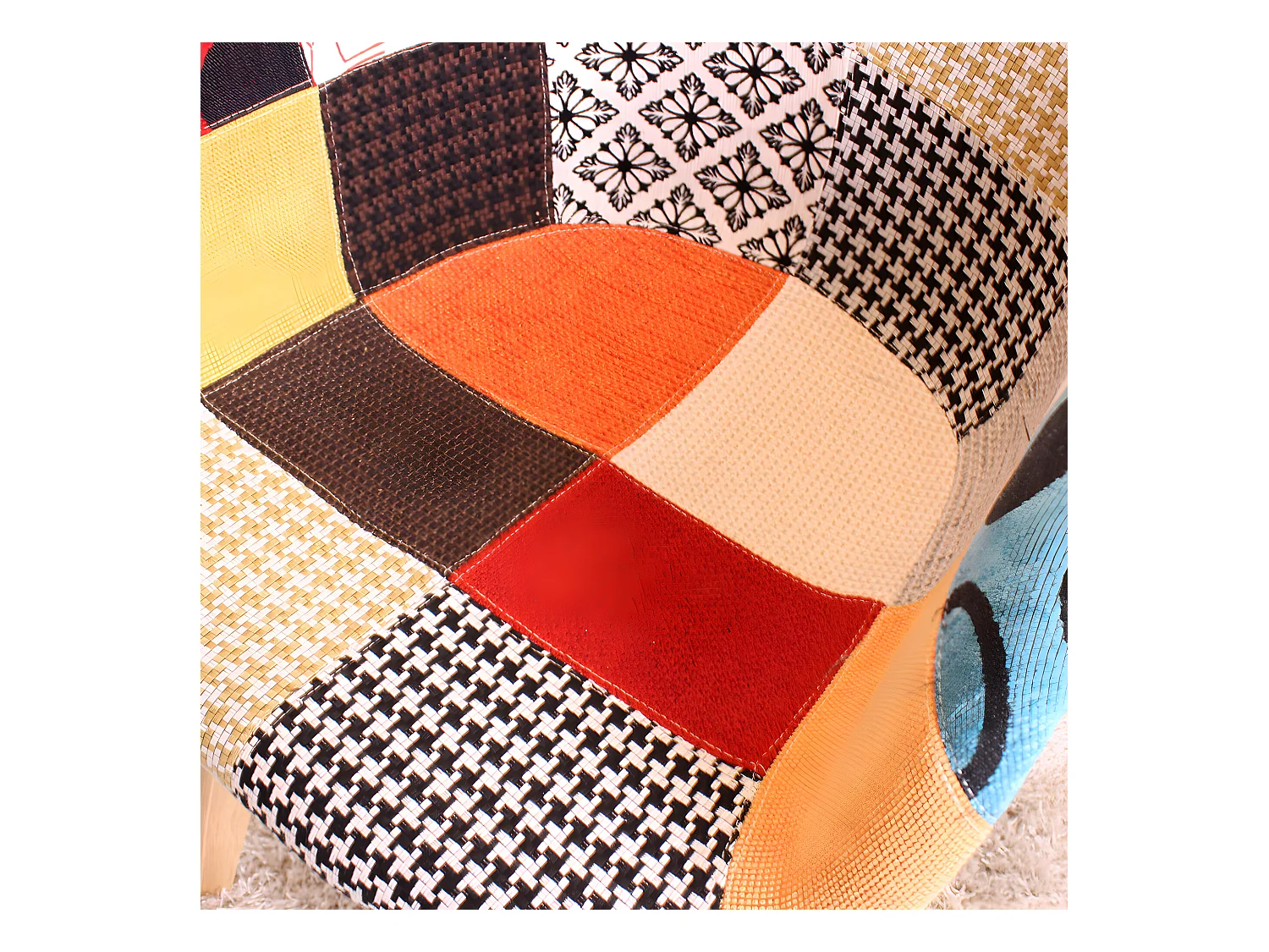 Lot de 2 fauteuils patchwork scandinave Tub - Tissu recouvert de pieds en bois - Multicolore