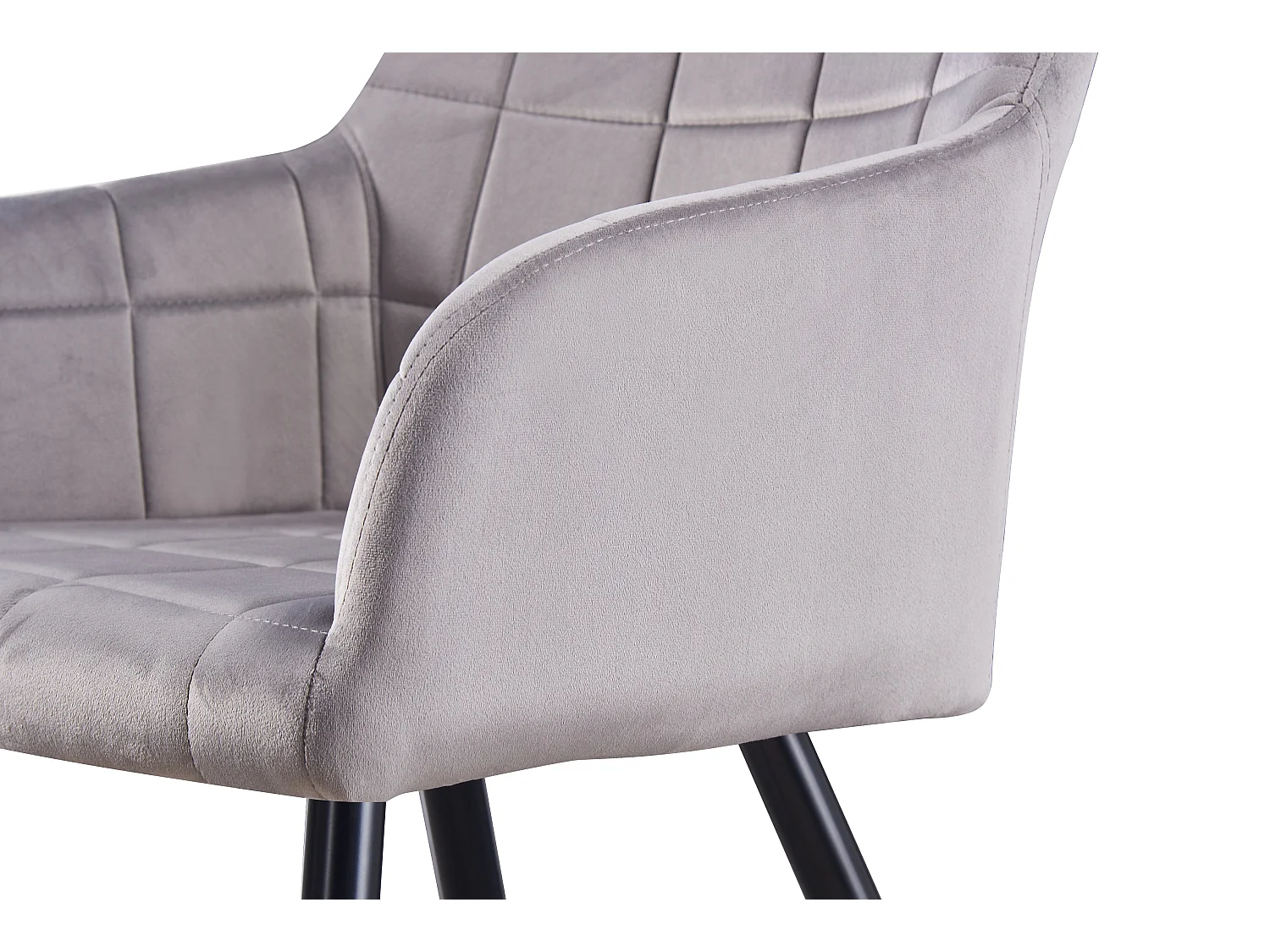 Ensemble de 4 chaises de salle à manger Camden - Tapissées de velours avec pieds en métal - Gris clair