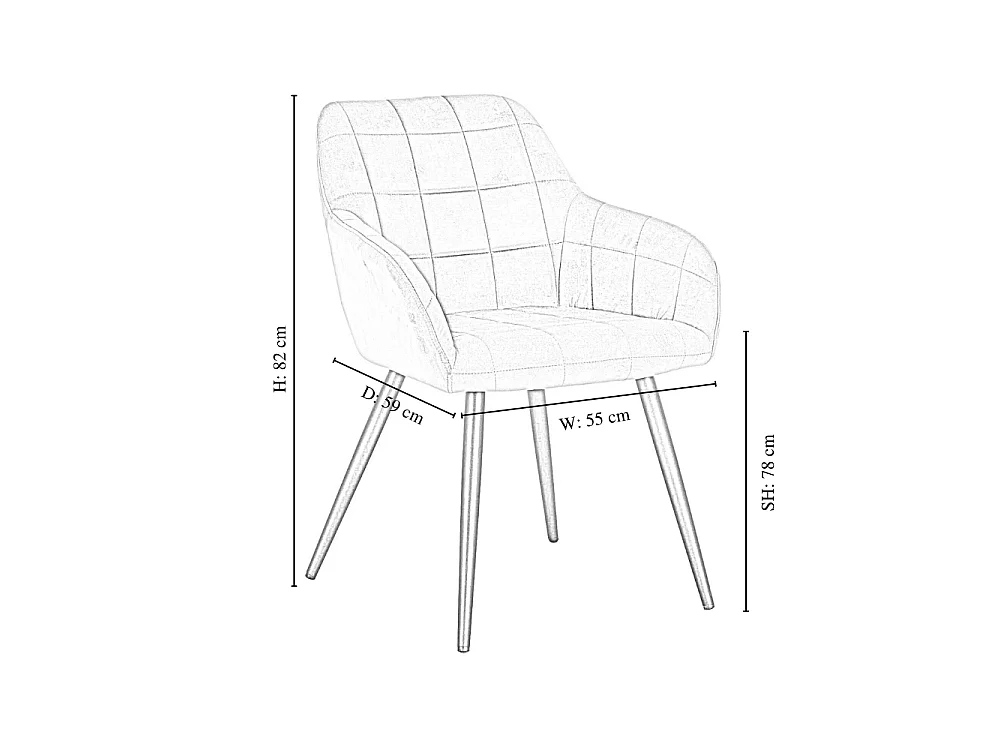 Ensemble de 4 chaises de salle à manger Camden - Tapissées de velours avec pieds en métal - Gris clair