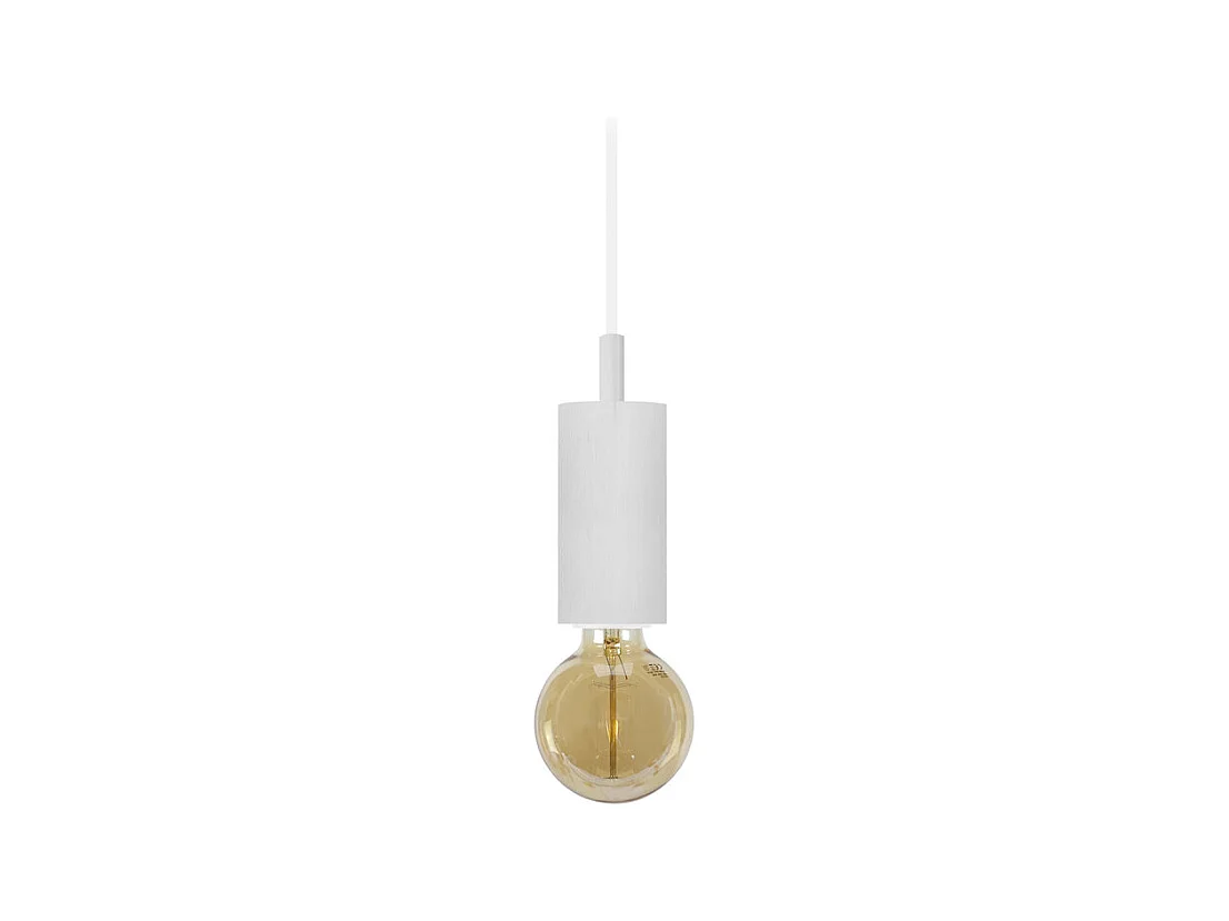 Suspension tube cylindre métal  blanc 80 cm.