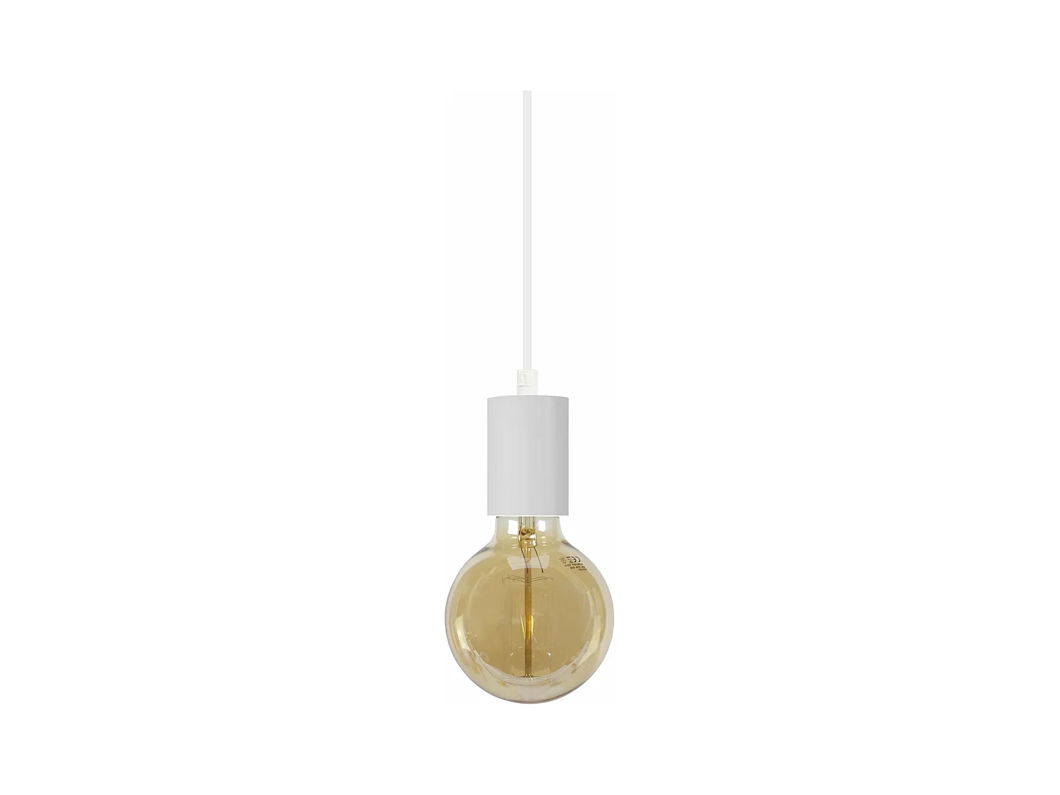 Suspension cylindre métal  blanc, 80 cm.