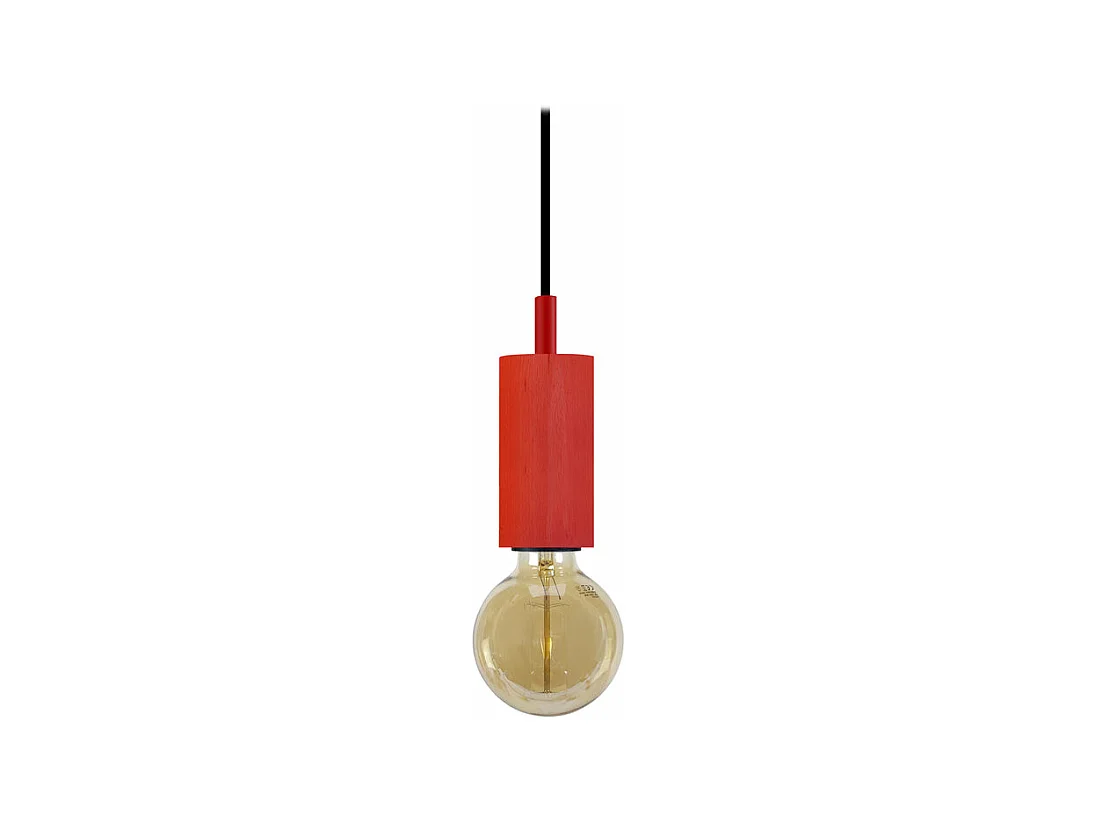 Suspension tube cylindre métal  rouge 80 cm.