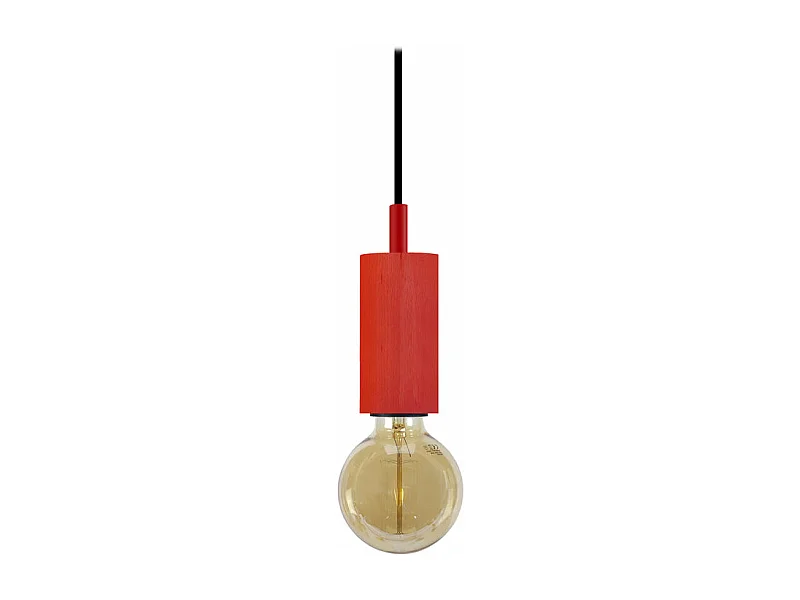 Suspension tube cylindre métal  rouge 80 cm.