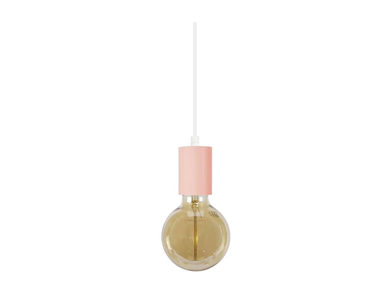 Suspension cylindre métal  rose, 80 cm.