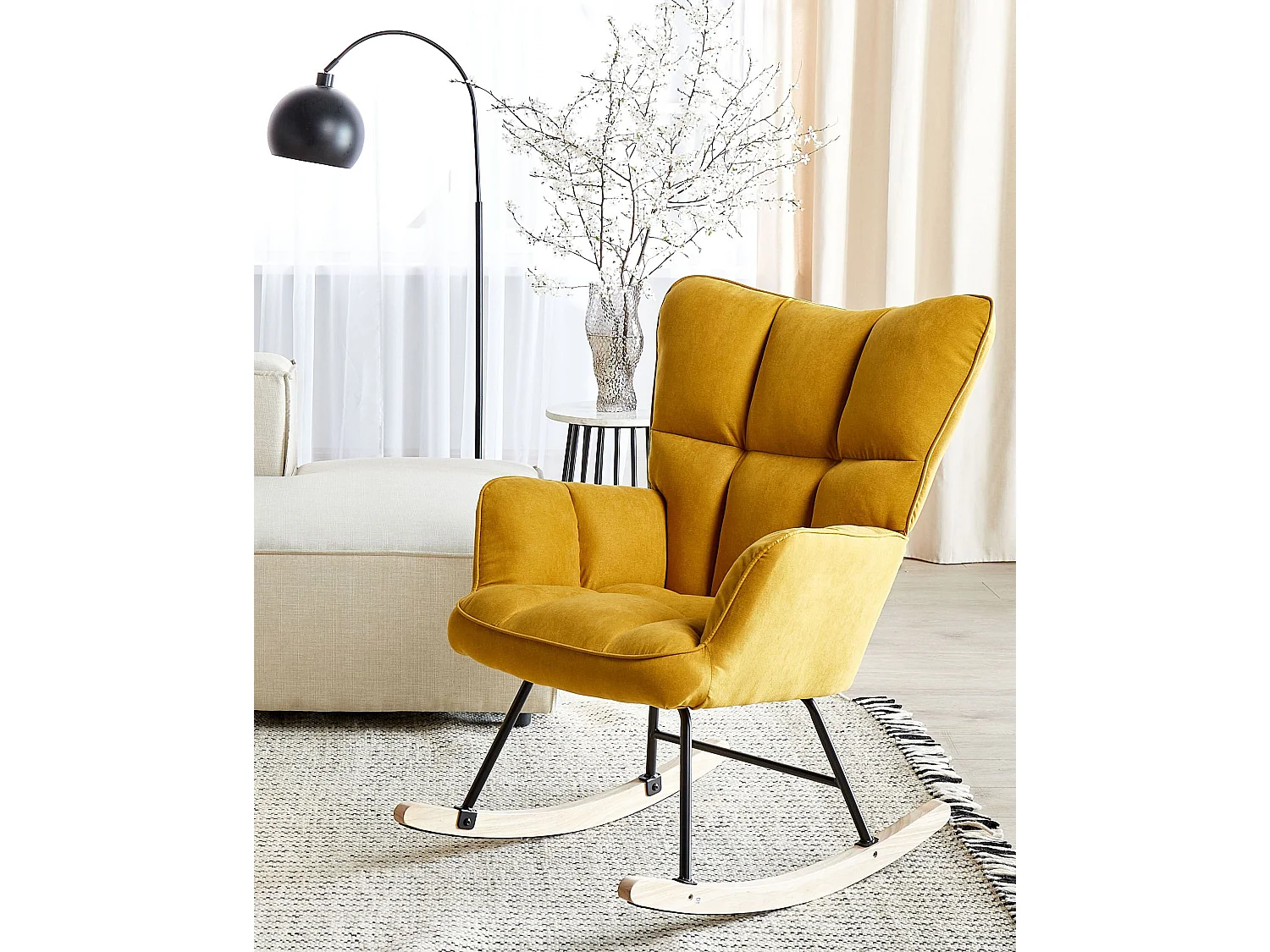 Rocking Chair OULU Fabric Yellow