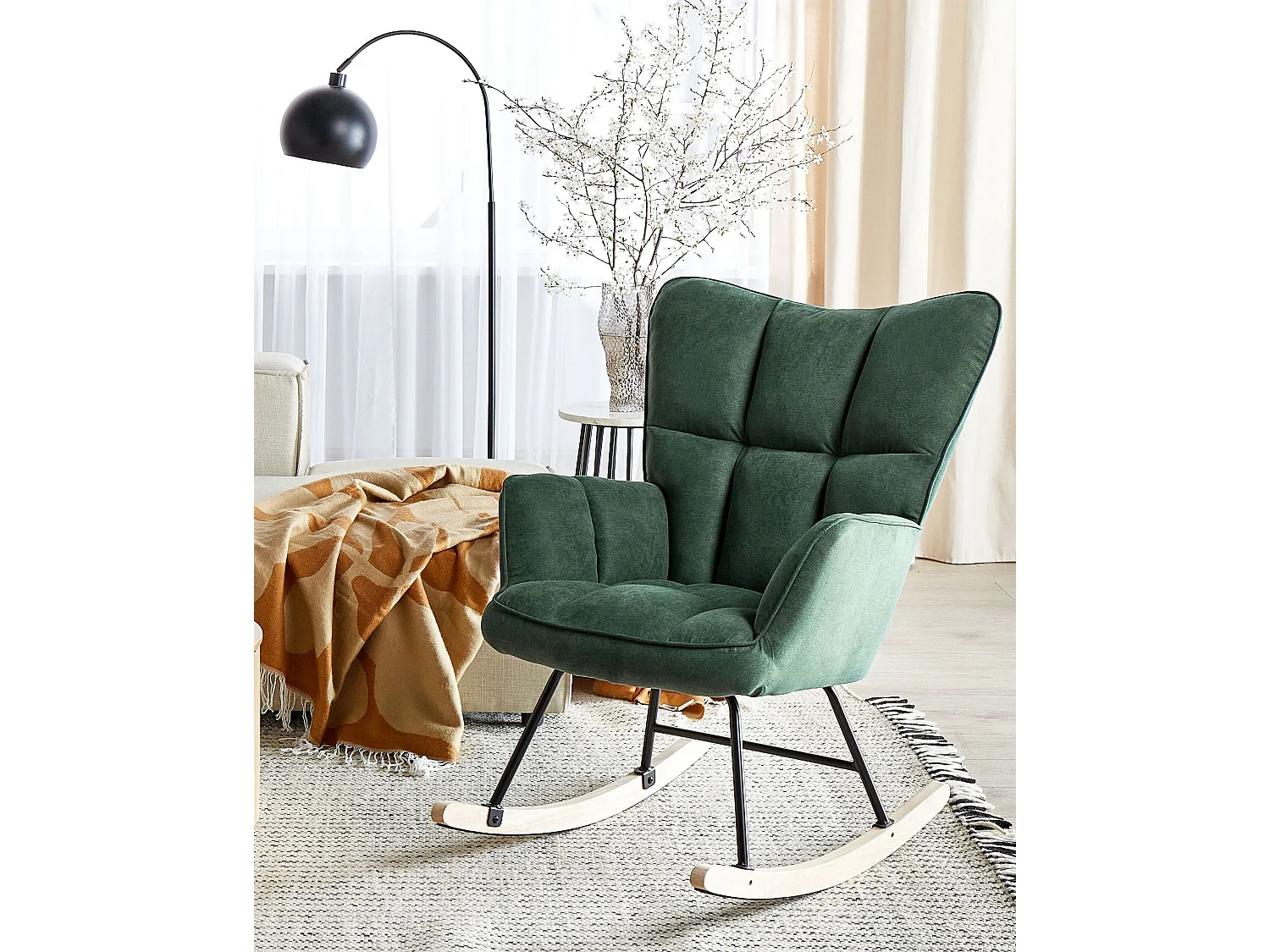 Rocking Chair OULU Fabric Emerald Green