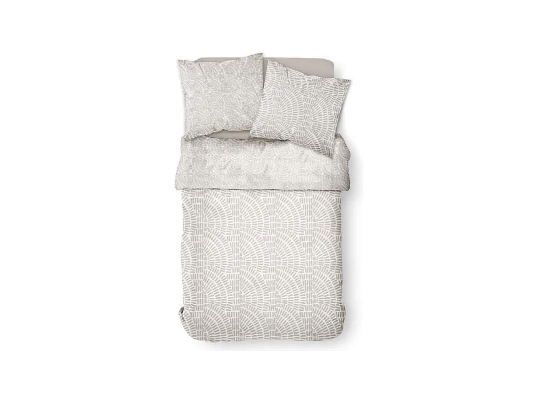 Parure de lit Mawira - 2 personnes - 260 x 240 cm - 100% coton - Beige Motif Ethnique - TODAY