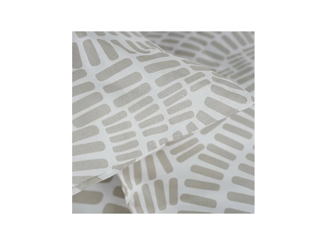 Parure de lit Mawira - 2 personnes - 260 x 240 cm - 100% coton - Beige Motif Ethnique - TODAY