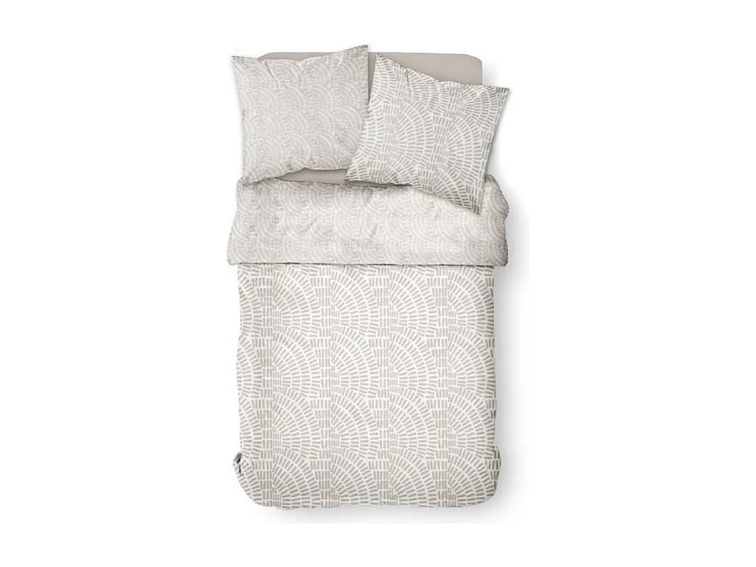 Parure de lit Mawira - 2 personnes - 260 x 240 cm - 100% coton - Beige Motif Ethnique - TODAY