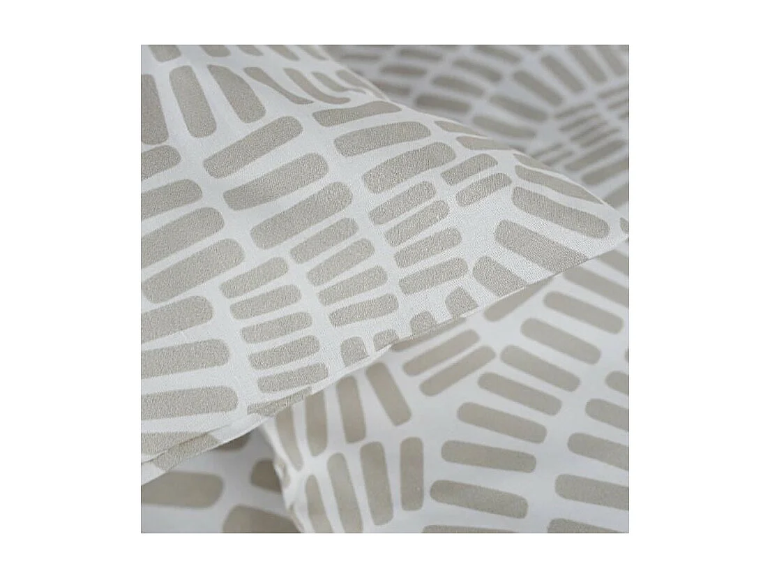 Parure de lit Mawira - 2 personnes - 260 x 240 cm - 100% coton - Beige Motif Ethnique - TODAY