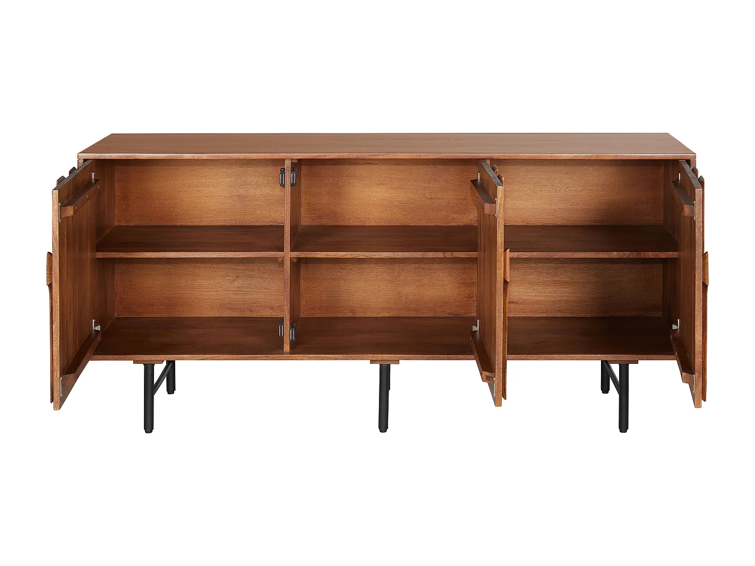 Credenza con 3 ante in Legno di mango e Metallo Nero Naturale  - MIZORAM