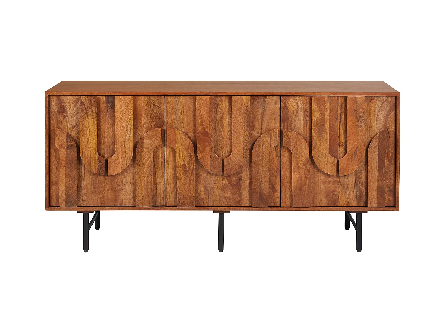 Skænk med 3 låger i mangoetræ og sort metal - Naturlig - MIZORAM fra Maison Céphy