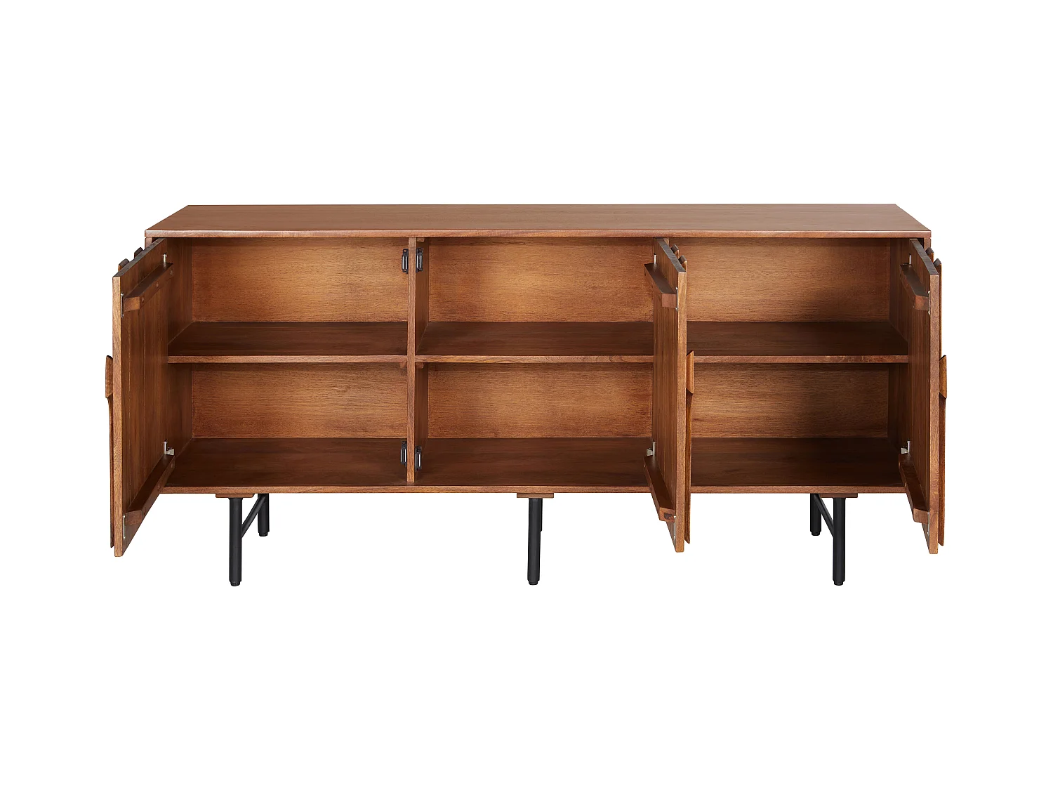 Buffet avec 3 portes en bois de manguier et métal noir - Naturel - MIZORAM de Maison Céphy
