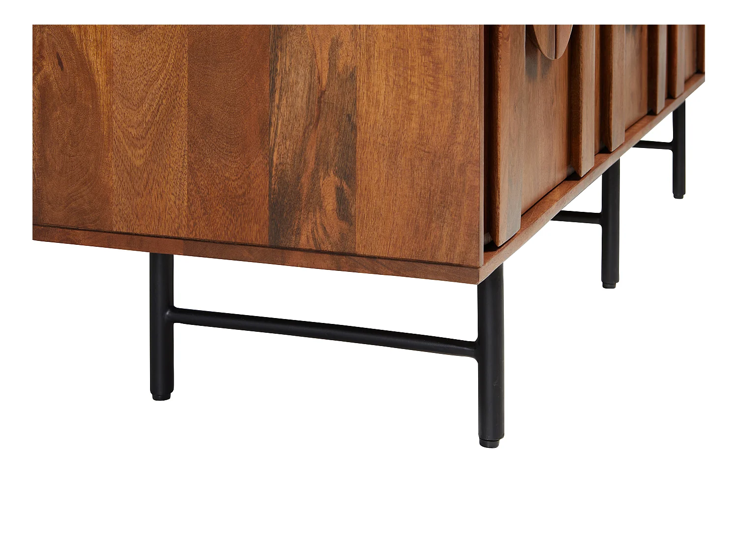 Buffet avec 3 portes en bois de manguier et métal noir - Naturel - MIZORAM de Maison Céphy