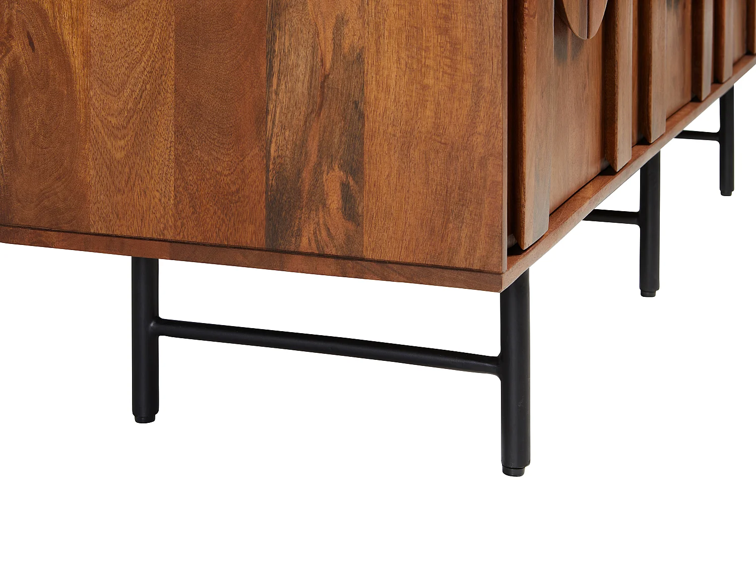 Sideboard mit 3 Türen - Mangoholz & schwarzes Metall - Holzfarben - MIZORAM