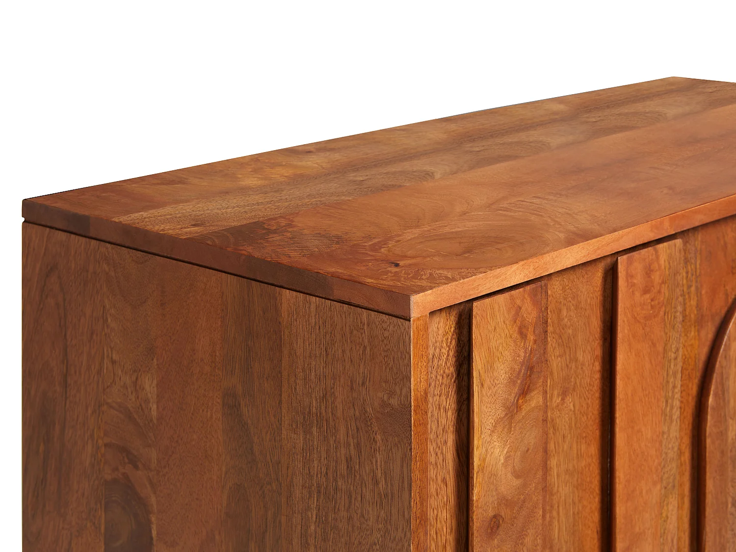 Hög buffé med 4 dörrar i mangoträ och svart metall - Naturlig - MIZORAM från Maison Céphy