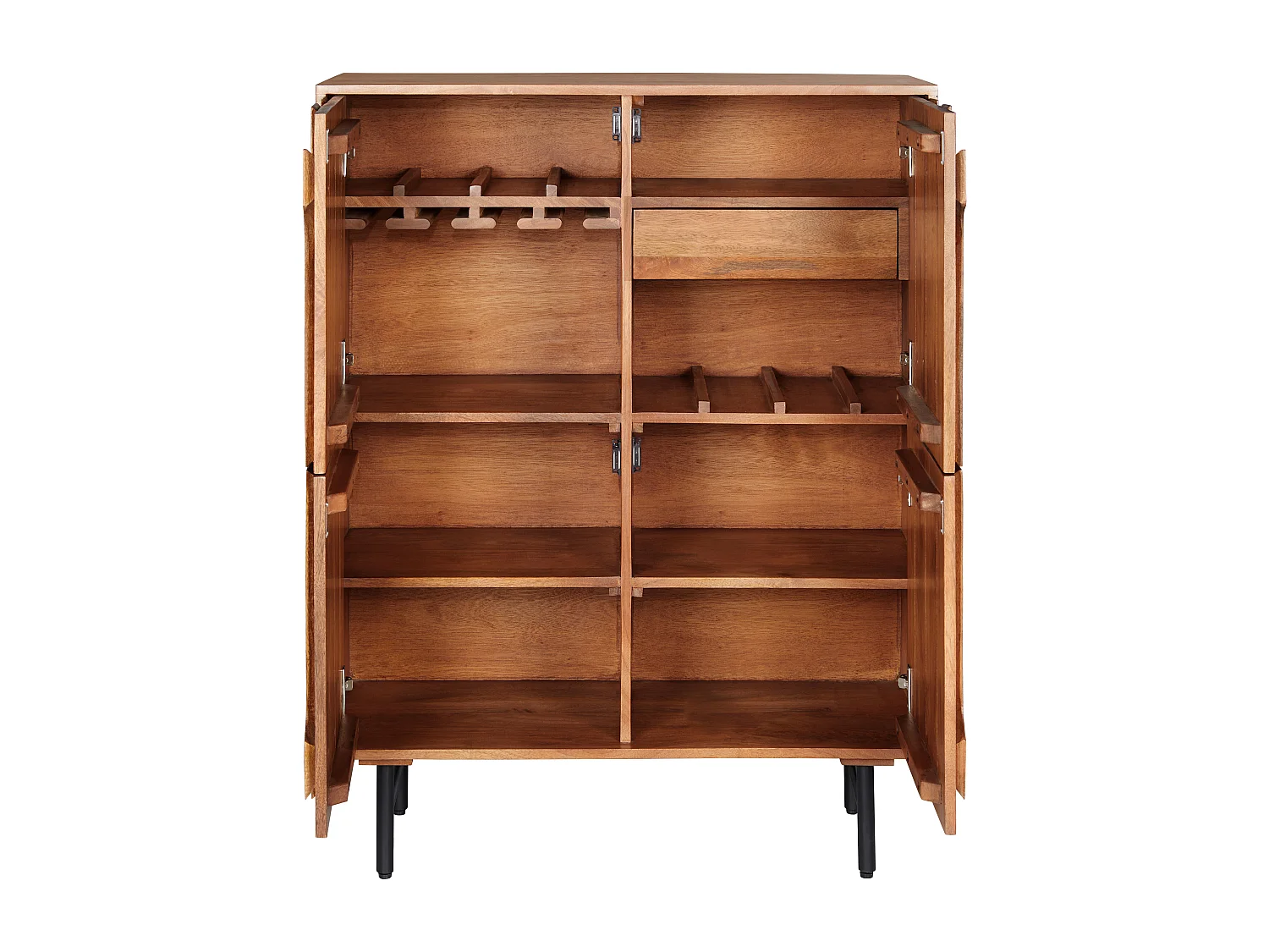 Hög buffé med 4 dörrar i mangoträ och svart metall - Naturlig - MIZORAM från Maison Céphy