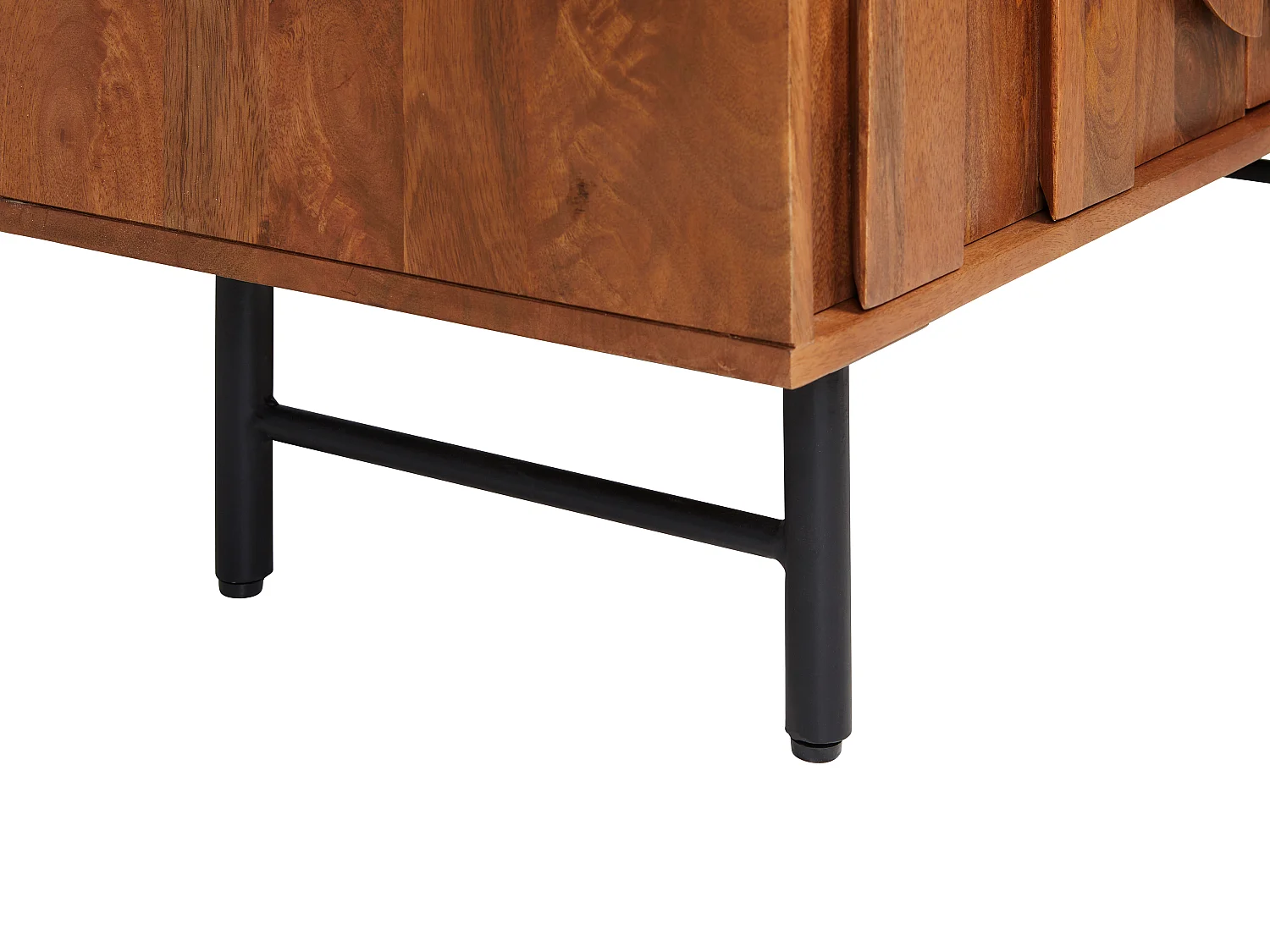 Hög buffé med 4 dörrar i mangoträ och svart metall - Naturlig - MIZORAM från Maison Céphy