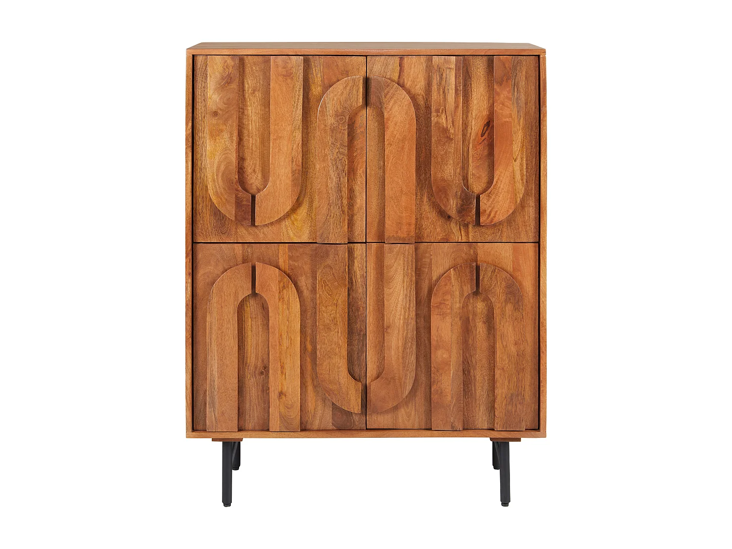 Hög buffé med 4 dörrar i mangoträ och svart metall - Naturlig - MIZORAM från Maison Céphy