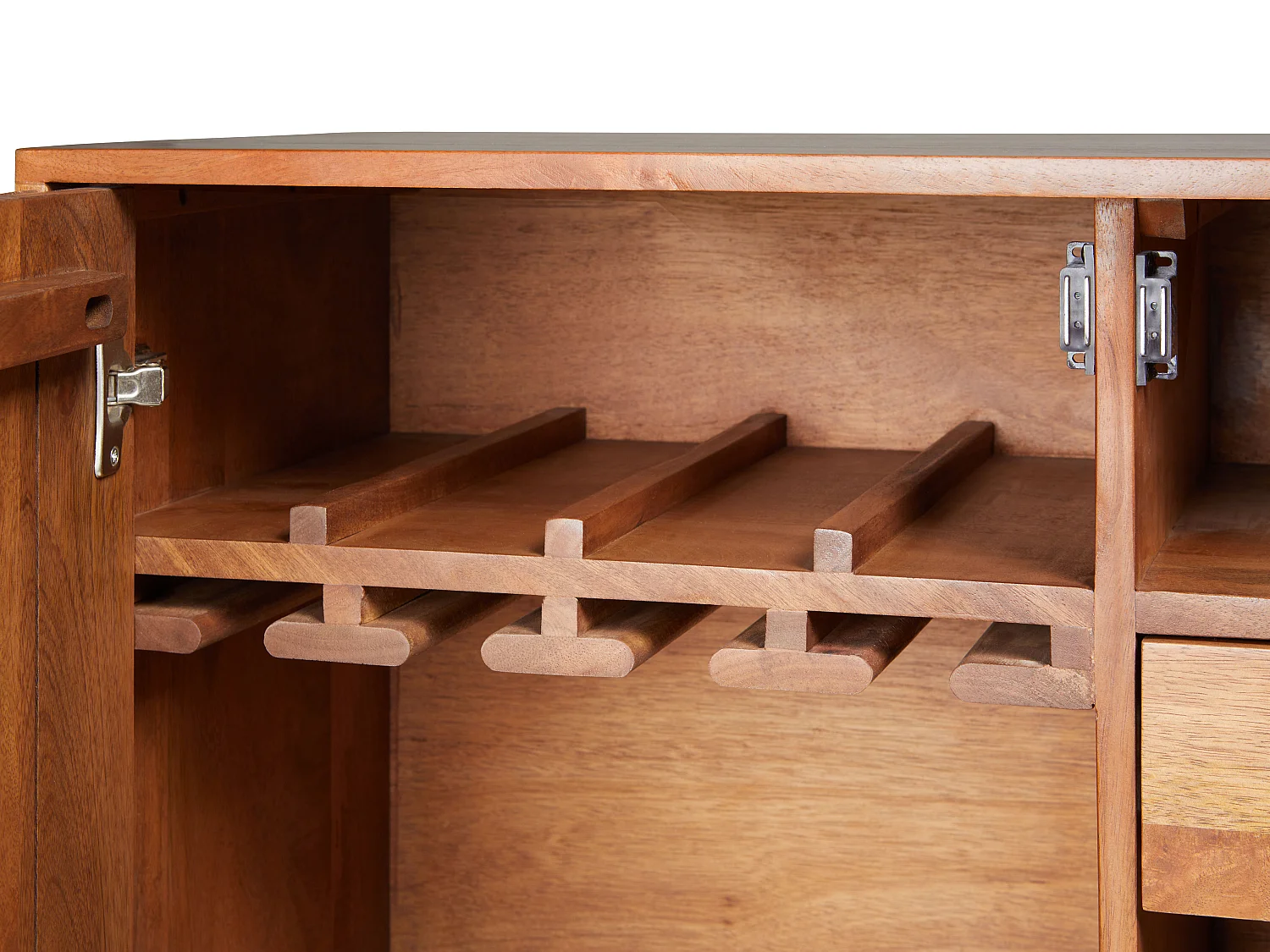 Hög buffé med 4 dörrar i mangoträ och svart metall - Naturlig - MIZORAM från Maison Céphy