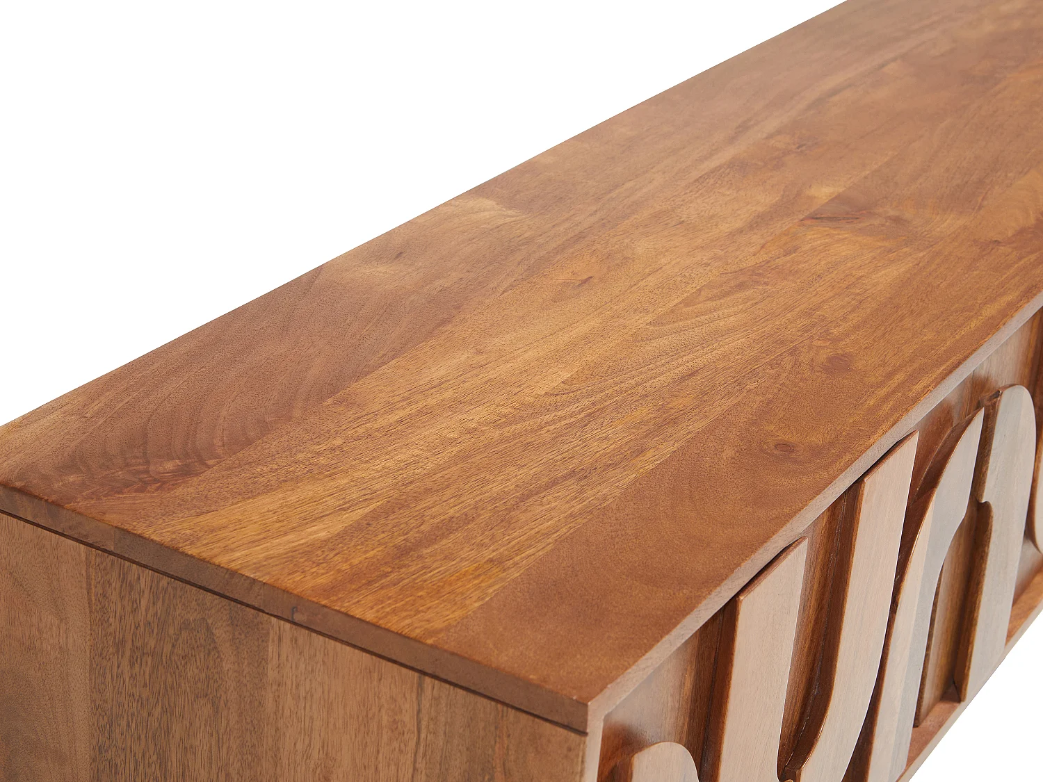 Szafka RTV 3-drzwiowa z drewna mangowca i czarnego metalu - Naturalny - MIZORAM