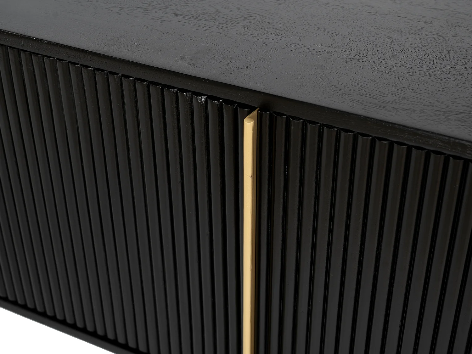 Mobile TV con 3 ante in Legno di mango e Metallo Nero e Dorato - BALIMELA