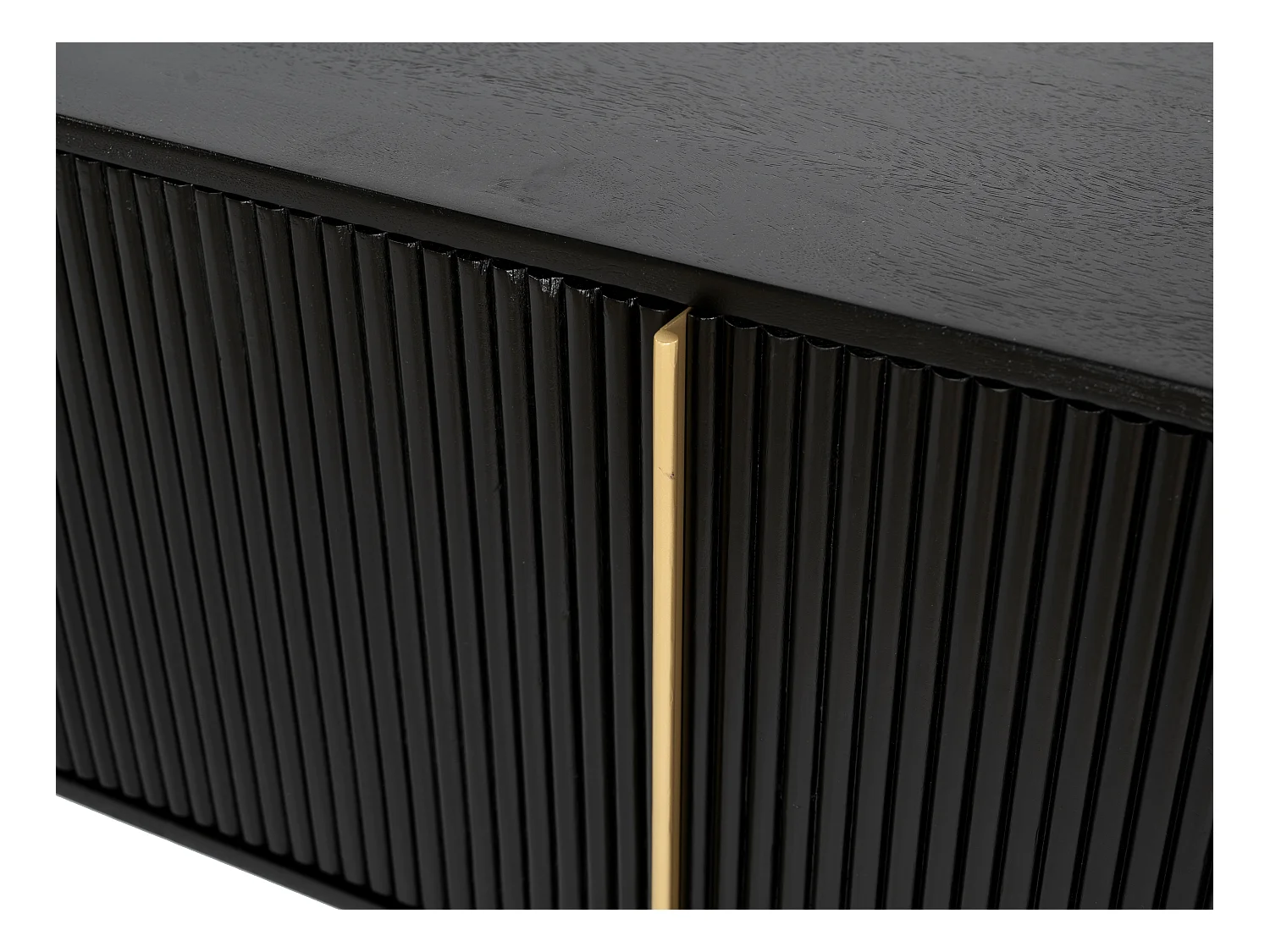 TV-møbel med 3 låger i mangotræ og metal - Sort og guld - BALIMELA