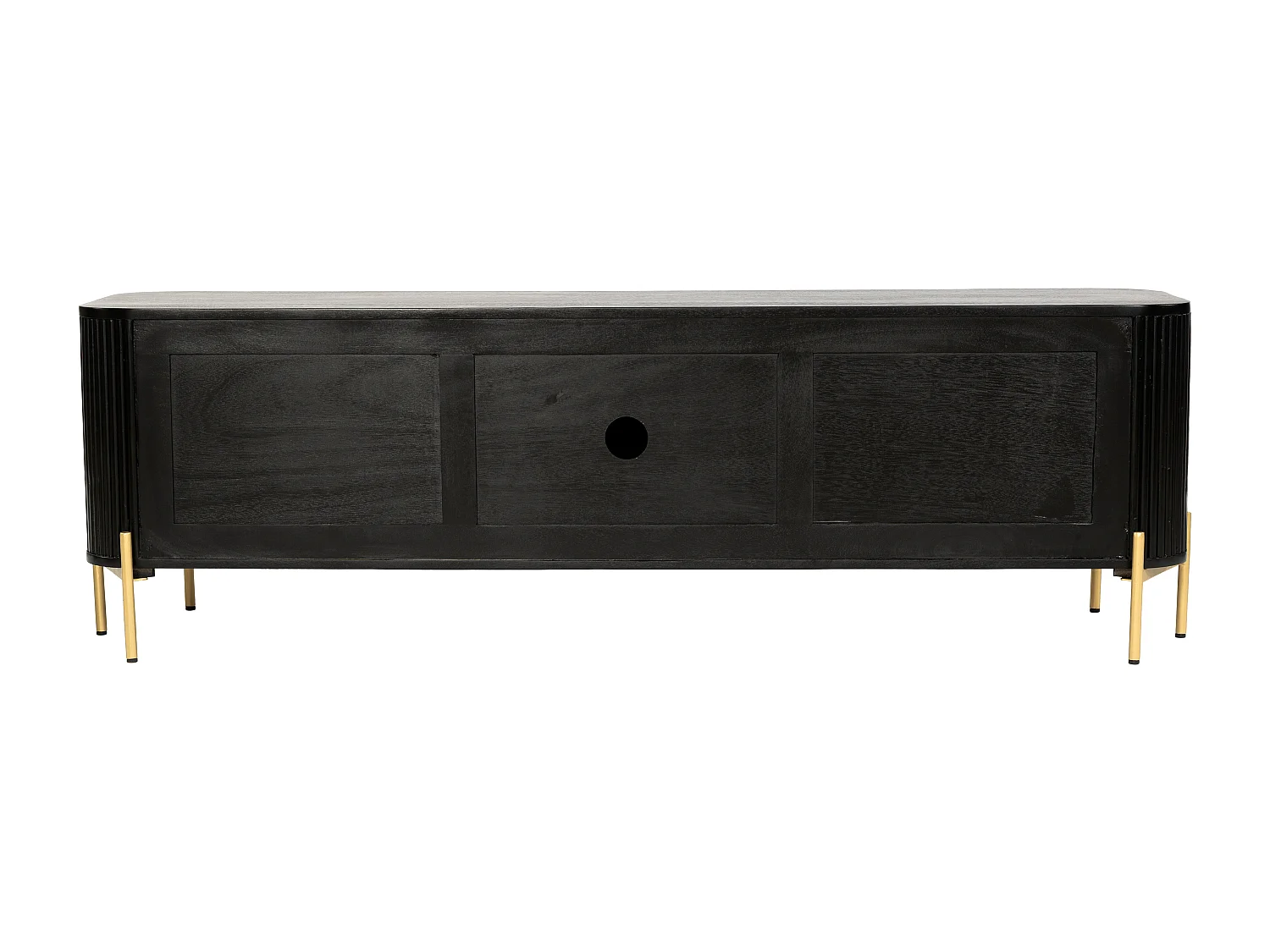 TV-møbel med 3 låger i mangotræ og metal - Sort og guld - BALIMELA